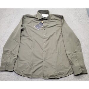 Marc Asher Shirt Mens Large Green Classic Fit Long Sleeve Collared Button Up